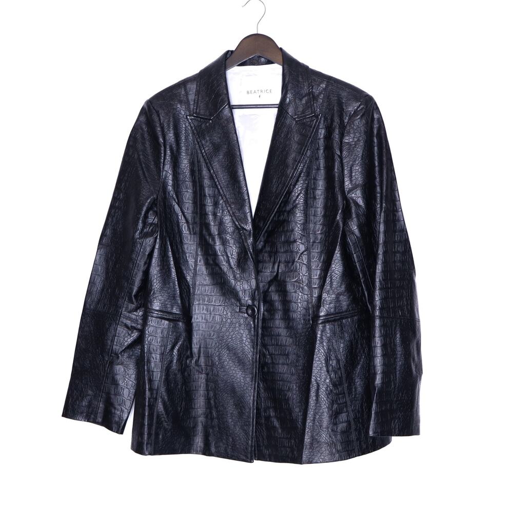 BEATRICE .B Faux Croc Leather Blazer Jacket Lined Long Sleeve Women's L/US 8